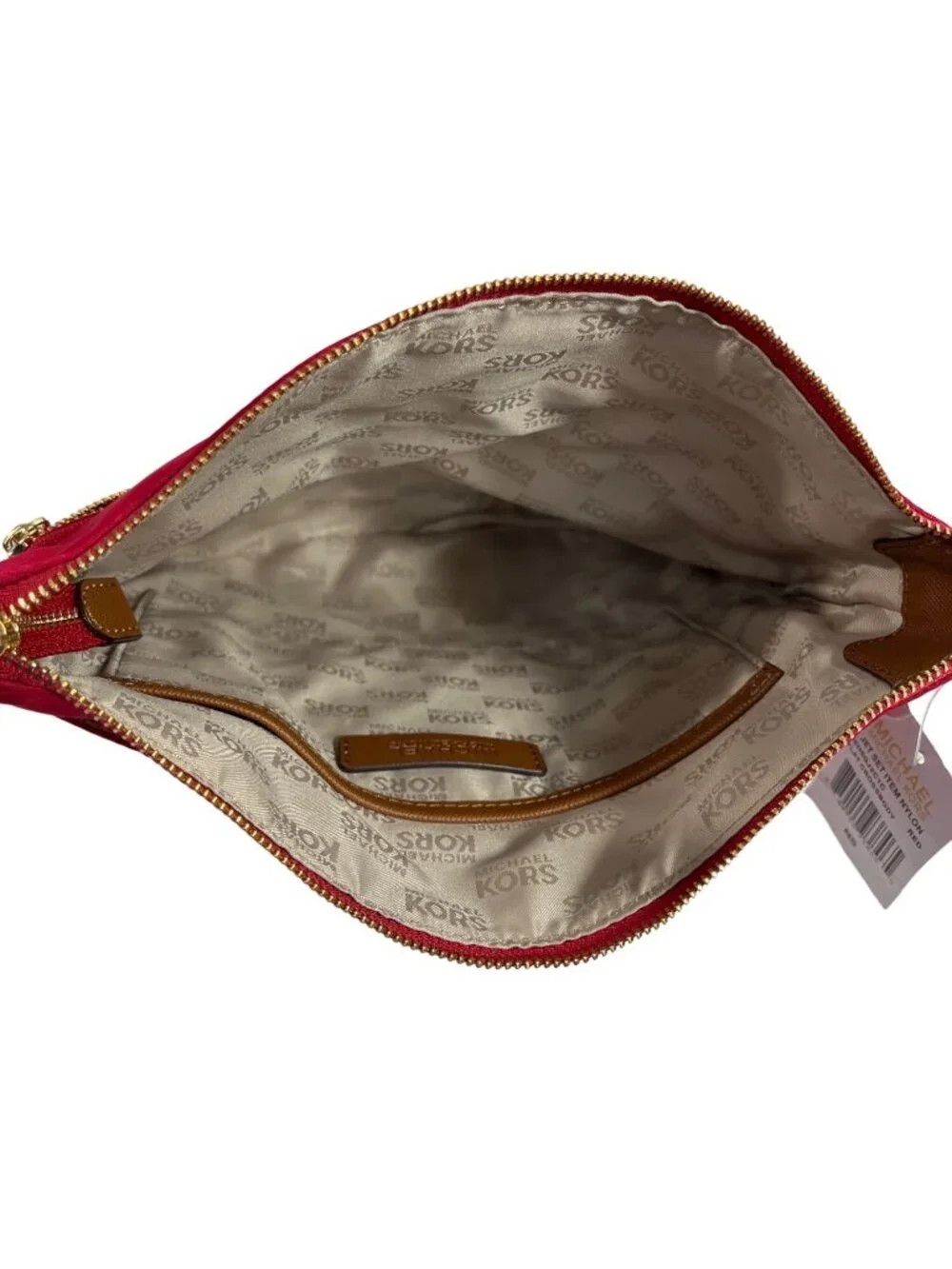 Michael Kors Women's Red Jet Set Flat Crossbody Bag With Gold Accents
